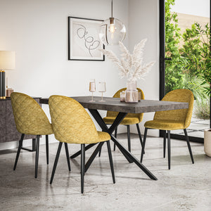 Donni Concrete Effect Top Rectangle Dining Table & Raye Velvet Chair