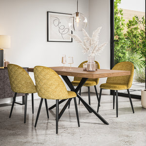 Donni Oak Effect Top Rectangle Dining Table & Raye Velvet Chair