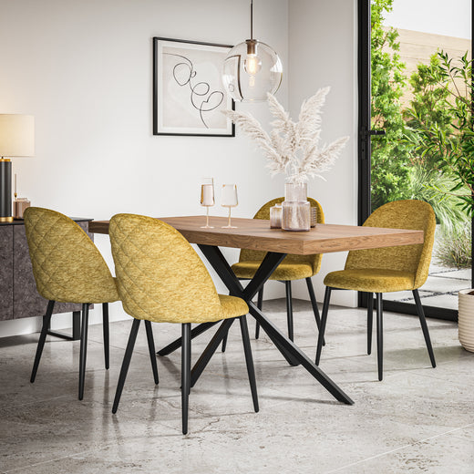 Donni Oak Effect Top Rectangle Dining Table & Raye Velvet Chair