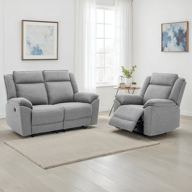 Skye 1+2 Seater Linen Electric Recliner Sofa Set
