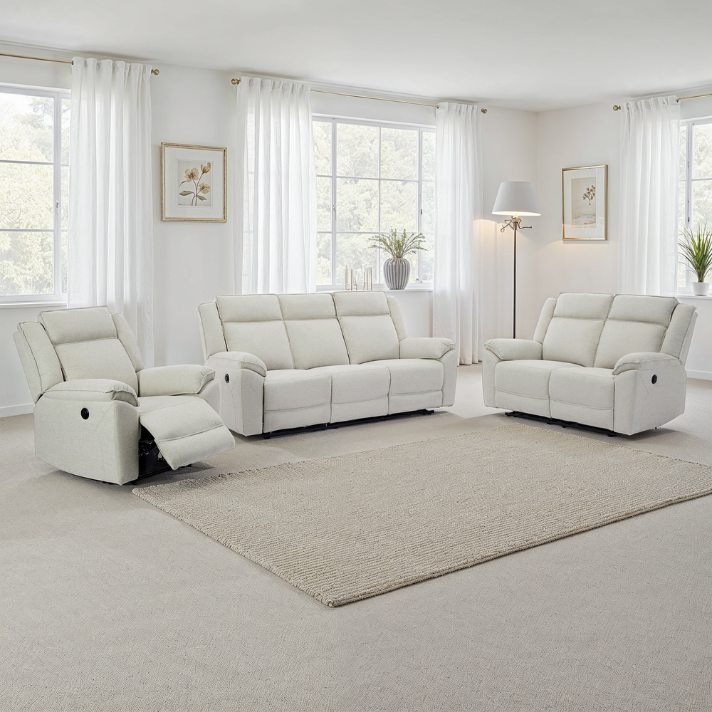 Skye 1+2+3 Seater Linen Electric Recliner Sofa Set