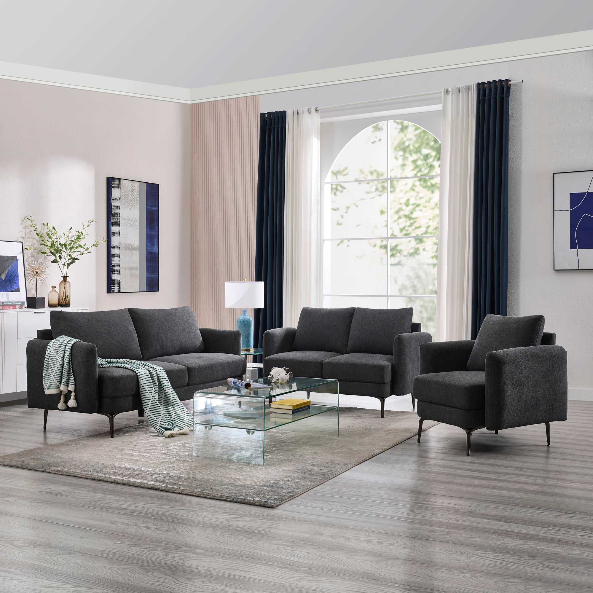 Sofia 1+2+3 Seater Fabric Sofa Set