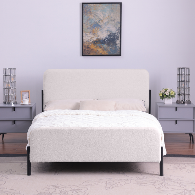 Thetford Ivory Boucle Fabric Bed Frame