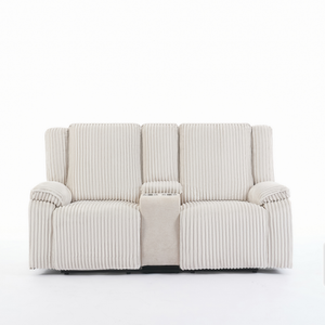 Verona 2 Seater Jumbo Cord Manual Recliner Sofa w Drinks Console