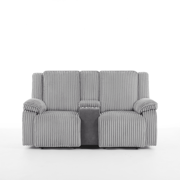 Verona 2 Seater Jumbo Cord Manual Recliner Sofa w Drinks Console