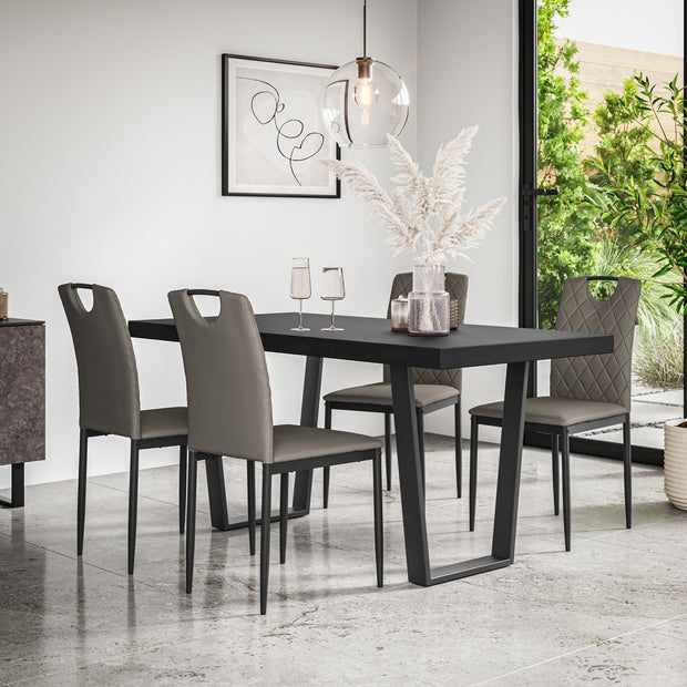 Aria Dining Table And Chairs - Black Table Top w Black Legs + Monza Dining Chair Set of 4/6