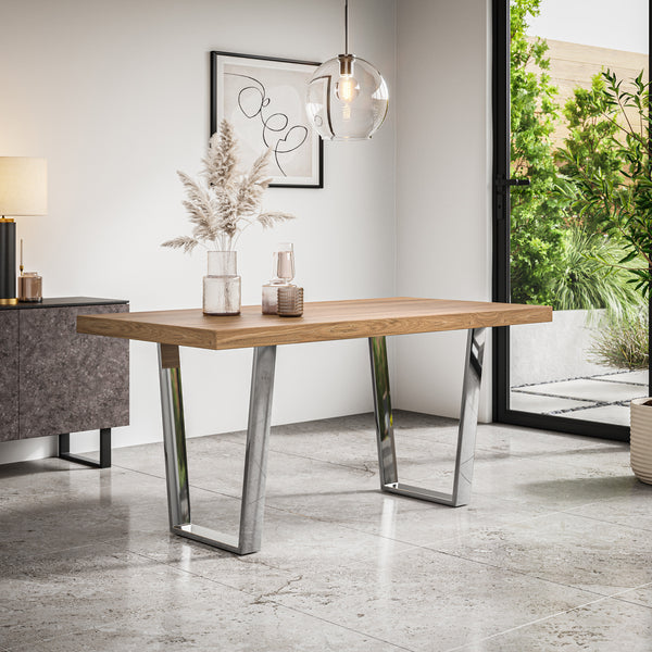 Aria Dining Table with Chrome Metal Legs