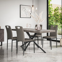 Donni Dining Table And Chairs - Concrete Effect Table Top w Black Legs + Monza Dining Chair Set of 4/6