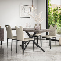 Donni Dining Table And Chairs - Concrete Effect Table Top w Black Legs + Monza Dining Chair Set of 4/6