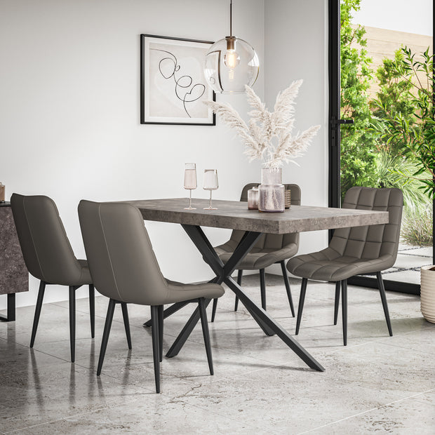 Donni Dining Table And Chairs -  Grey Table Top w Black Legs + Nova Dining Chair Set of 4/6