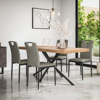 Donni Dining Table And Chairs - Oak Effect Table Top w Black Legs + Monza Dining Chair Set of 4/6