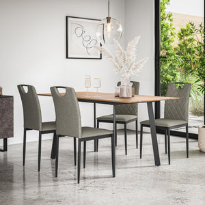 Haydon Extending Dining Table + Chairs - Oak Effect Table Top w Black Legs + Monza Dining Chair Set of 4/6