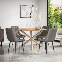 Malvern Round Dining Table And Chairs -  Oak Table Top w Solid Oak Legs + Nova Dining Chair Set of 4/6