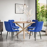 Malvern Round Dining Table And Chairs -  Oak Table Top w Solid Oak Legs + Nova Dining Chair Set of 4/6