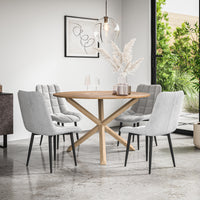 Malvern Round Dining Table And Chairs -  Oak Table Top w Solid Oak Legs + Nova Dining Chair Set of 4/6