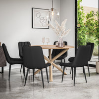 Malvern Round Dining Table And Chairs -  Oak Table Top w Solid Oak Legs + Nova Dining Chair Set of 4/6