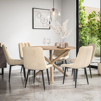 Malvern Round Dining Table And Chairs -  Oak Table Top w Solid Oak Legs + Nova Dining Chair Set of 4/6