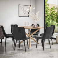 Malvern Round Dining Table And Chairs -  Oak Table Top w Solid Oak Legs + Nova Dining Chair Set of 4/6