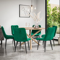 Malvern Round Dining Table And Chairs -  Oak Table Top w Solid Oak Legs + Nova Dining Chair Set of 4/6