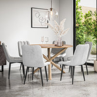 Malvern Round Dining Table And Chairs -  Oak Table Top w Solid Oak Legs + Nova Dining Chair Set of 4/6