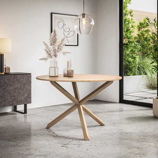 Malvern Round Dining Table with Solid Oak Legs