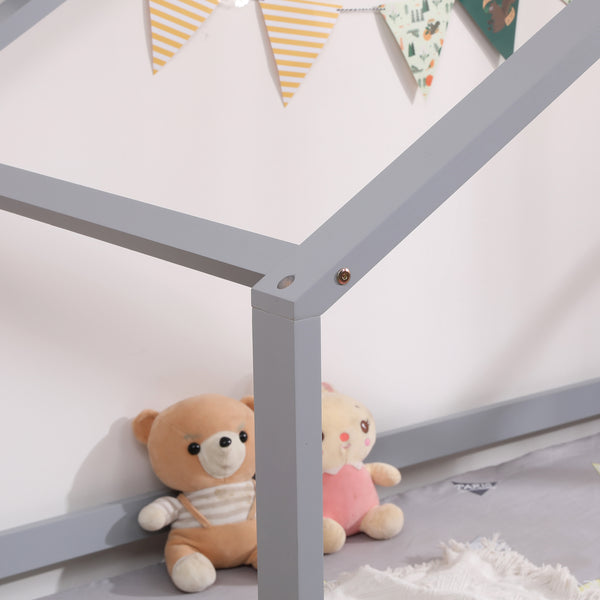 Teddy Kids Wooden House Treehouse Single Bed Frame in Grey