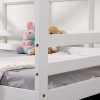 Teddy Kids Wooden House Treehouse Single Bed Frame in White