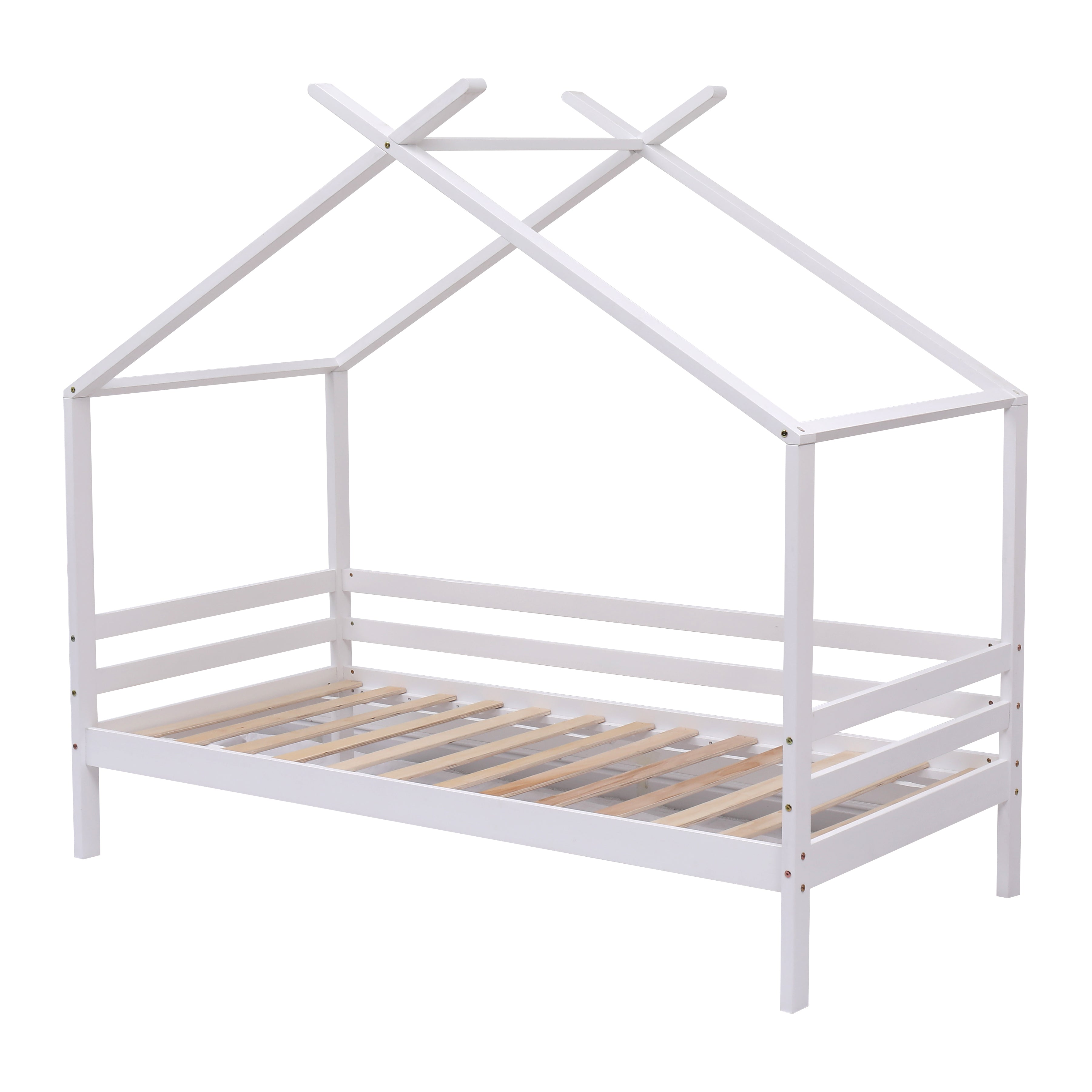 Teddy Kids Wooden House Treehouse Single Bed Frame in White – Furniture ...