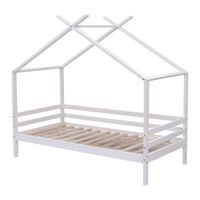 Teddy Kids Wooden House Treehouse Single Bed Frame in White