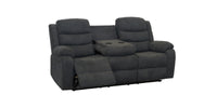 Boston Manual Latch 3 Seater Fabric Recliner Sofa in Grey