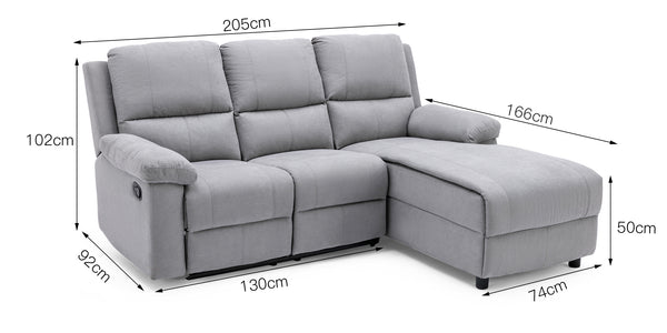 Valencia Chaise Recliner Left Corner Sofa 3 Seater