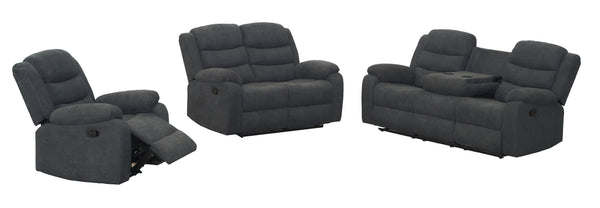 Boston Manual Latch 2 Seater Fabric Recliner Sofa in Grey