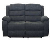 Boston Manual Latch 2 Seater Fabric Recliner Sofa in Grey