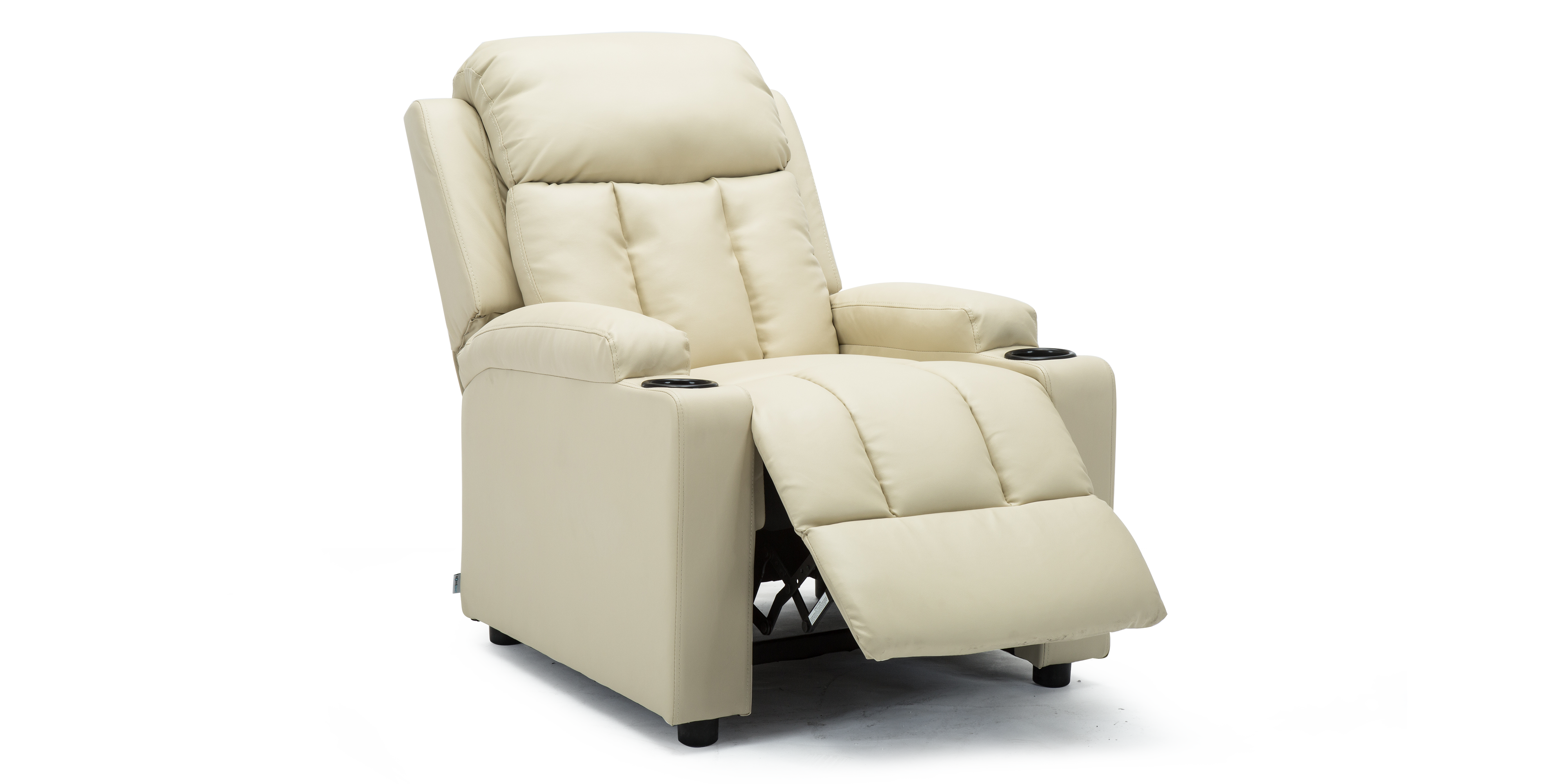 Push Back Small Studio Compact Leather Push Back Recliner Chair in Black – Furniture Online