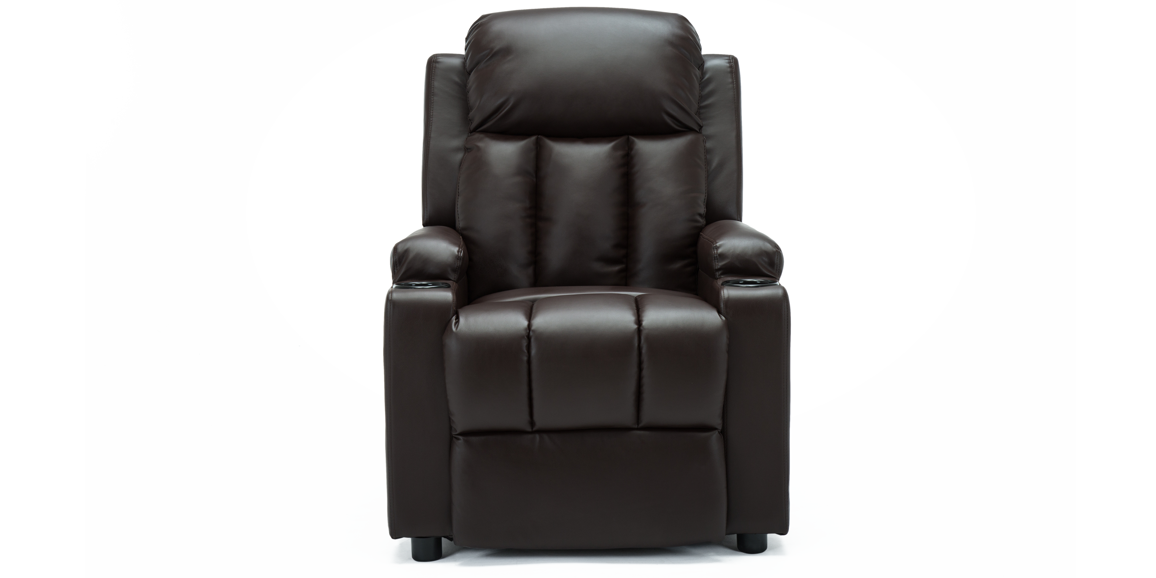 Push Back Small Studio Compact Leather Push Back Recliner Chair in Black – Furniture Online