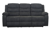 Boston Manual Latch 3 Seater Fabric Recliner Sofa in Grey