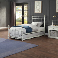 Bayford Traditional White Metal Single Bed Frame with Trundle