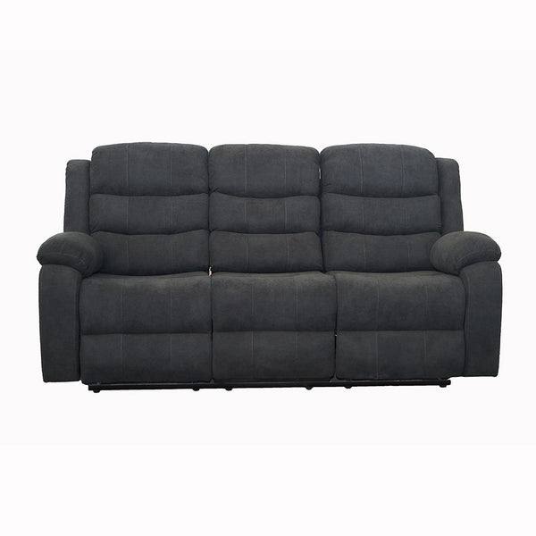 Boston Manual Latch 3 Seater Fabric Recliner Sofa in Grey