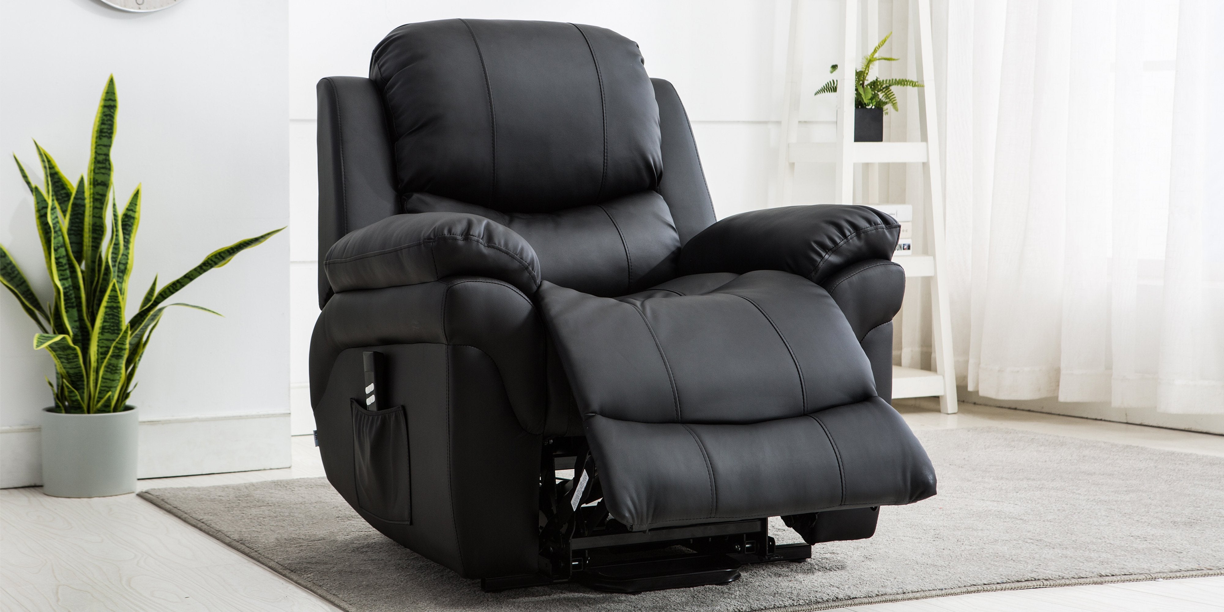 Spring Chair Madison Madison Dual Motor Rise Recliner Leather Chair in Black – Furniture Online