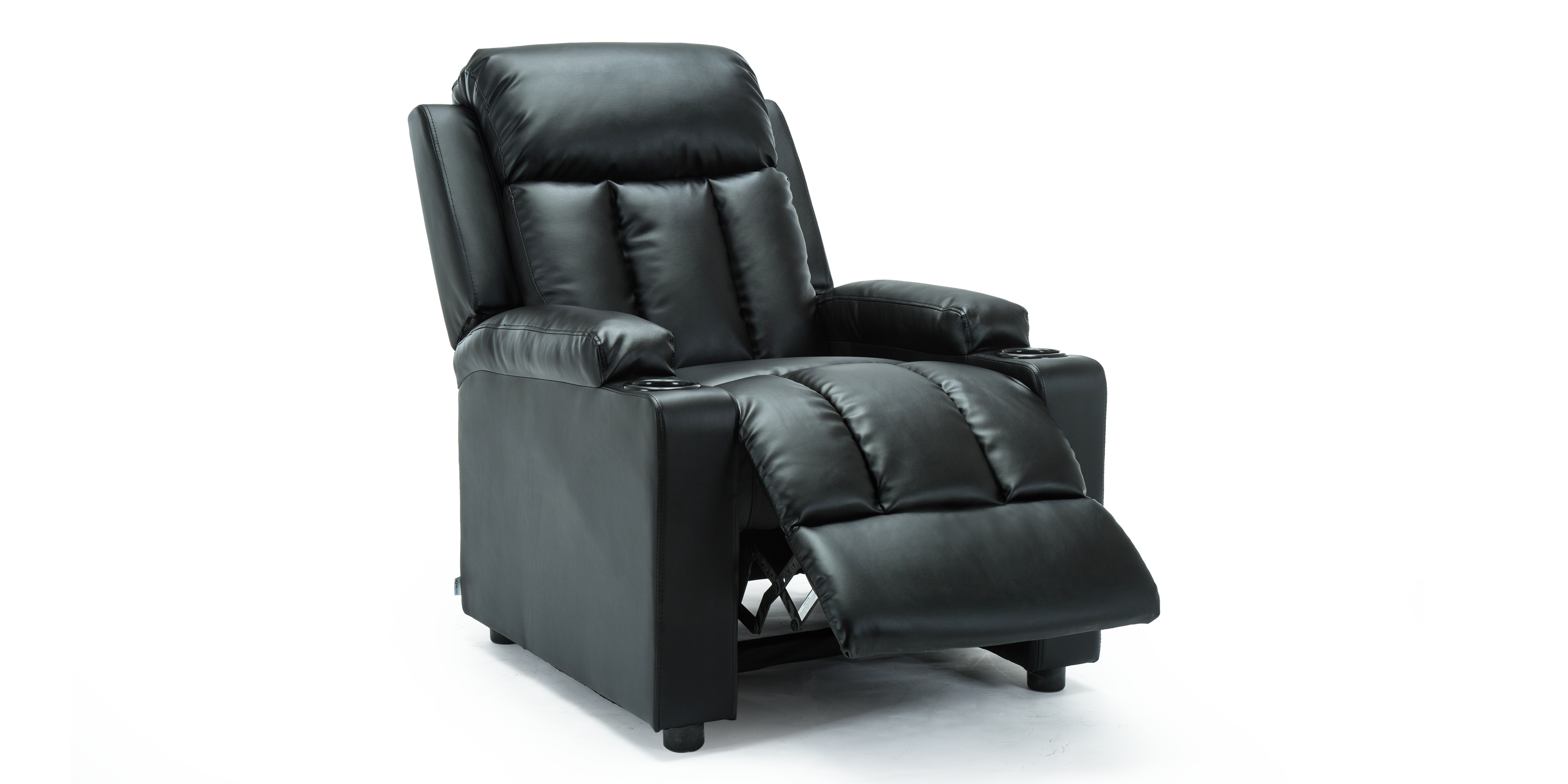 Push Back Small Studio Compact Leather Push Back Recliner Chair in Black – Furniture Online
