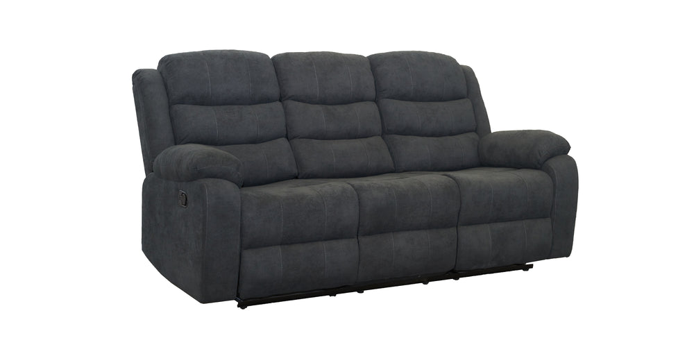 Boston Manual Latch 3 Seater Fabric Recliner Sofa in Grey